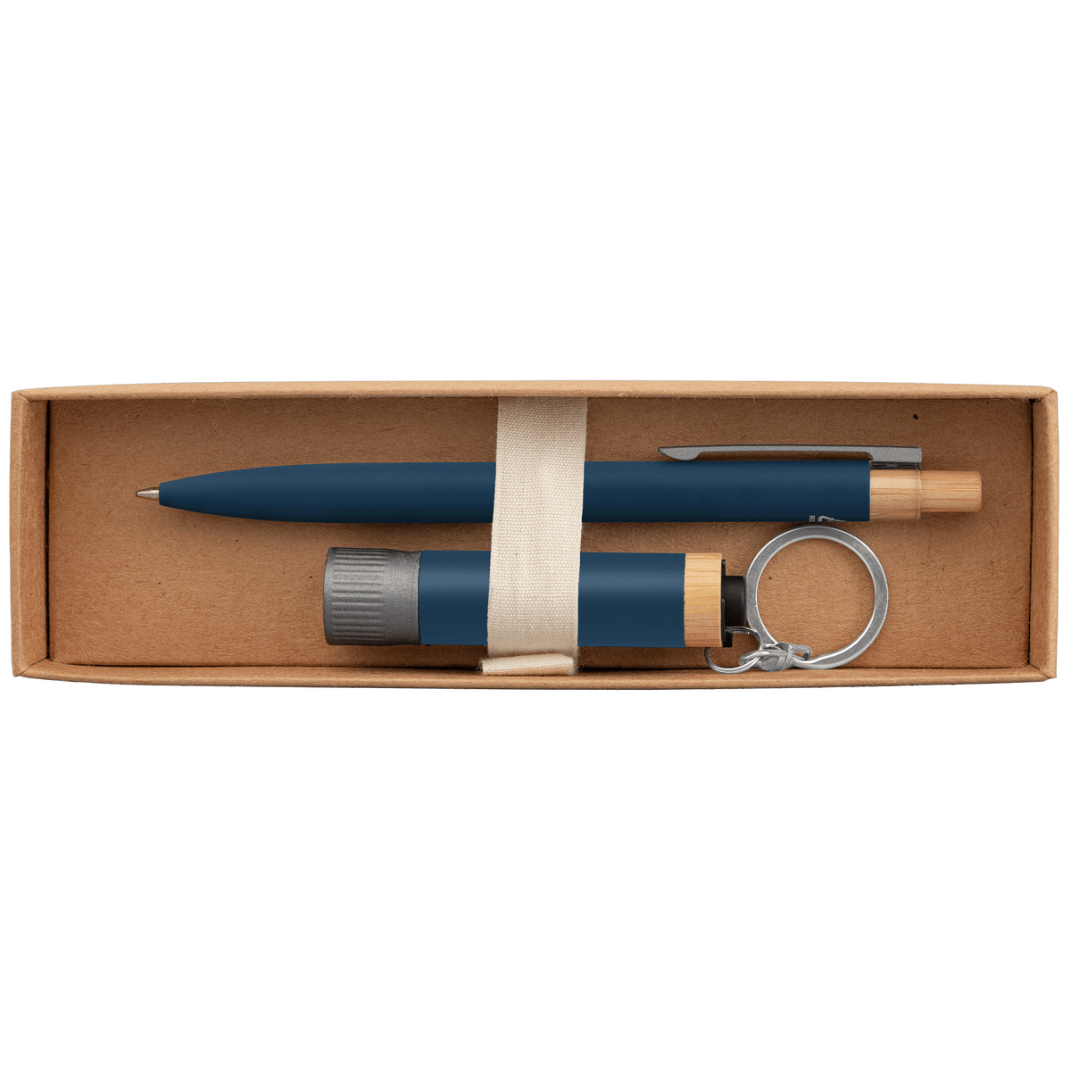 Coffret cadeau Reborn, stylo et lampe torche, aluminium recyclé avec accents en bambou