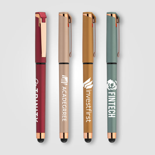 Islander Softy Rose Gold Designer Stylo à gel métallique avec stylet