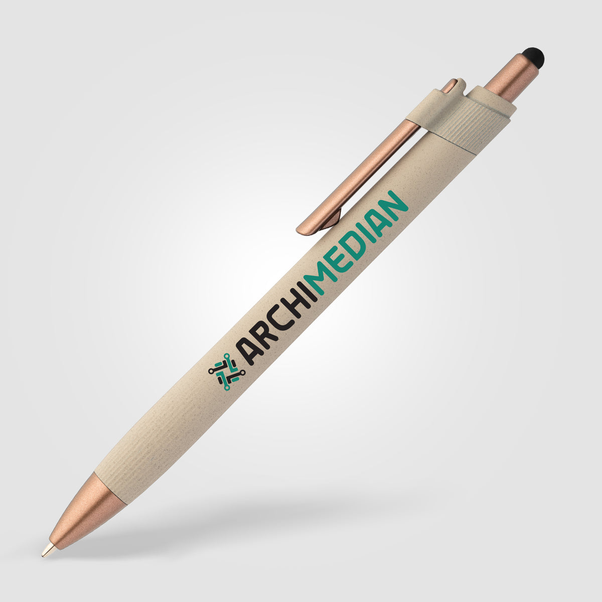 Stylo bille stylet York, plastique recyclé, finition bronze