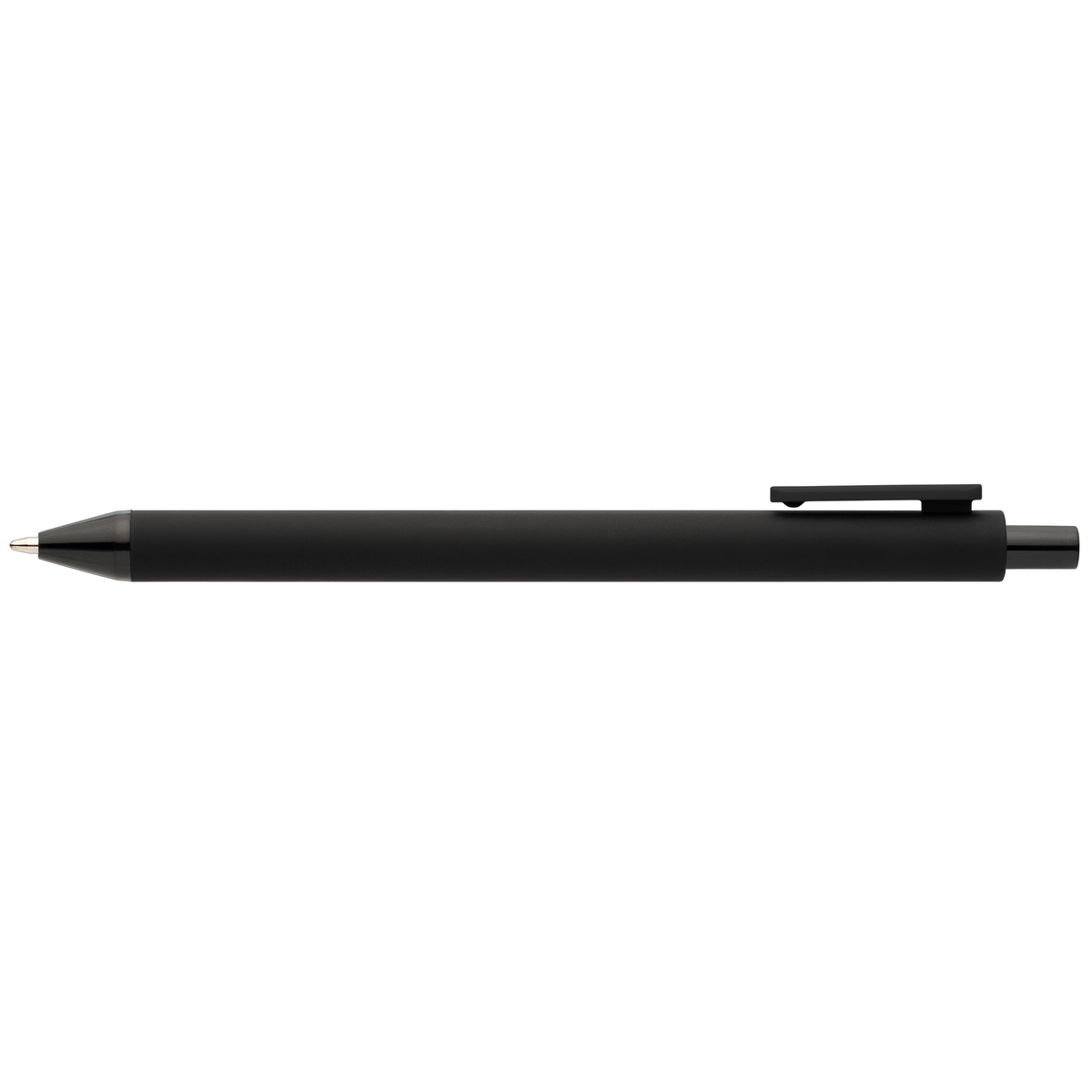 Stylo Bloom en plastique recyclé avec corps soft-touch et mécanisme rétractable