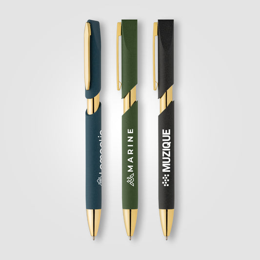 Stylo Aurelia avec finitions dorées en plastique recyclé