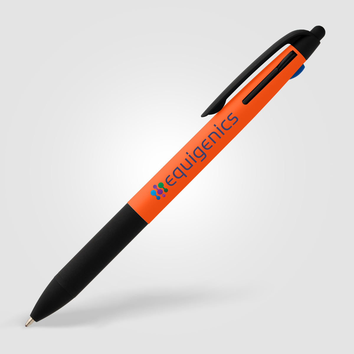 Stylo Malta 3-en-1 en plastique recyclé avec grip néon et multi-encres