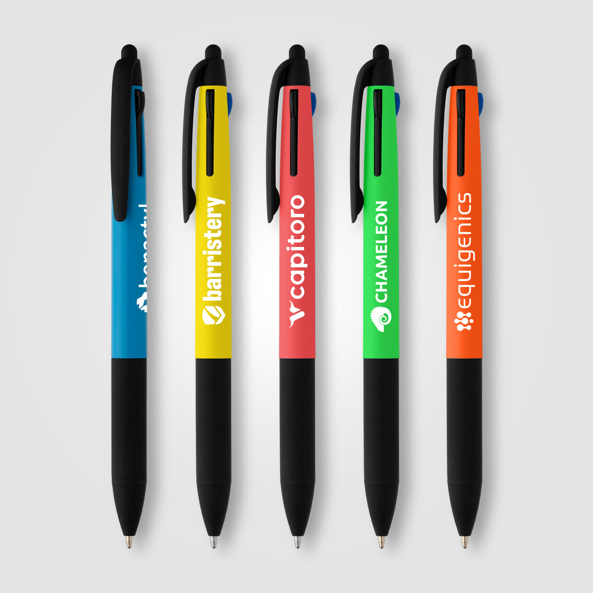 Stylo Malta 3-en-1 en plastique recyclé avec grip néon et multi-encres