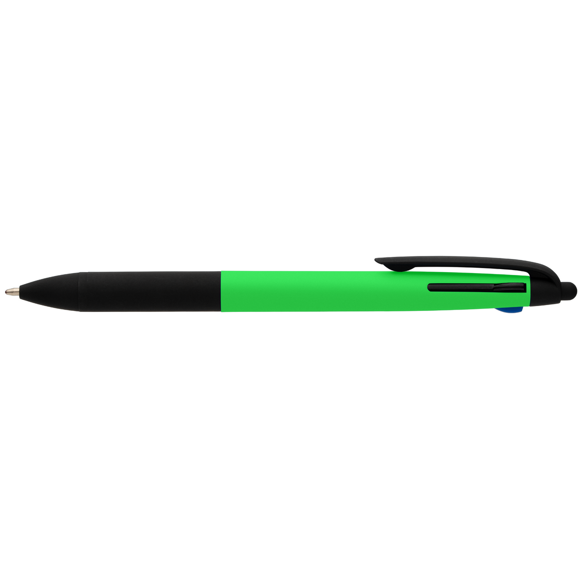Stylo Malta 3-en-1 en plastique recyclé avec grip néon et multi-encres