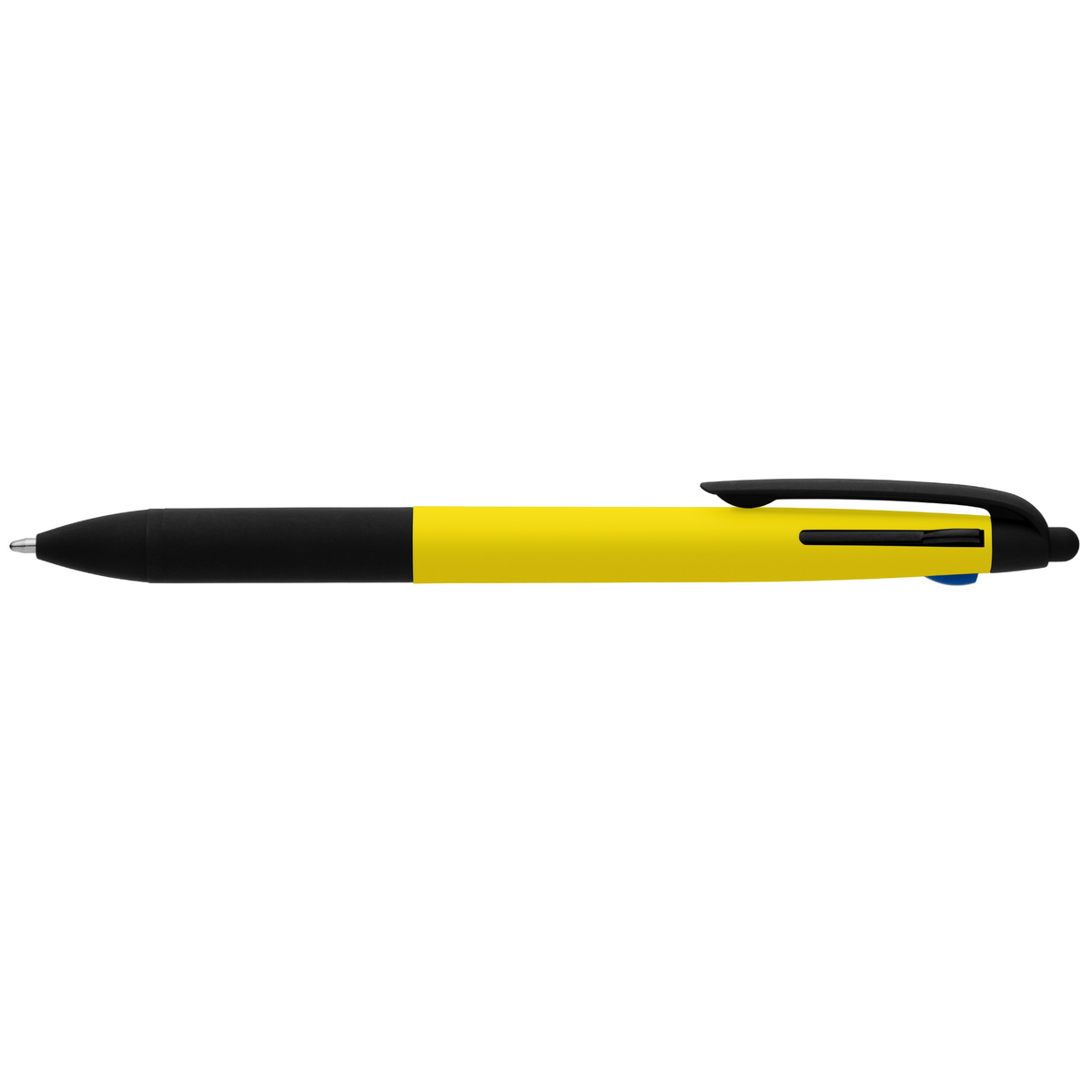 Stylo Malta 3-en-1 en plastique recyclé avec grip néon et multi-encres