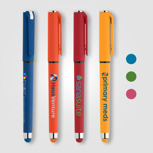 Stylo Islander en plastique recyclé avec grip gel monochrome