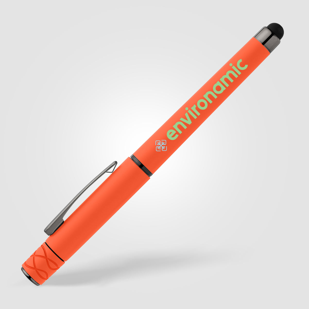 Stylo Tavi en plastique recyclé avec stylet et fidget spinner à encre gel