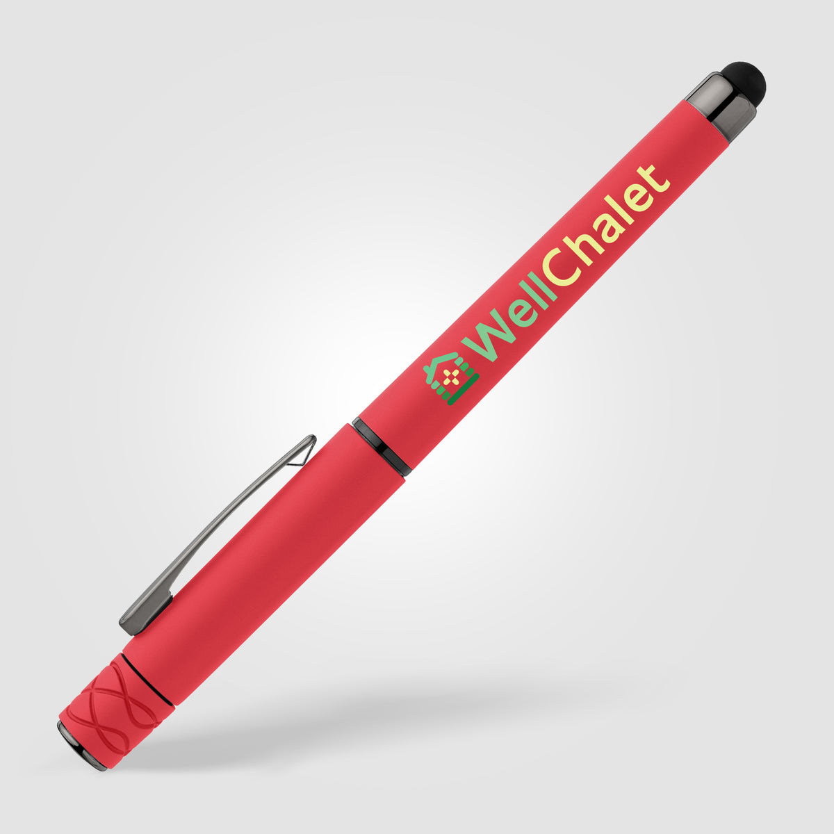 Stylo Tavi en plastique recyclé avec stylet et fidget spinner à encre gel
