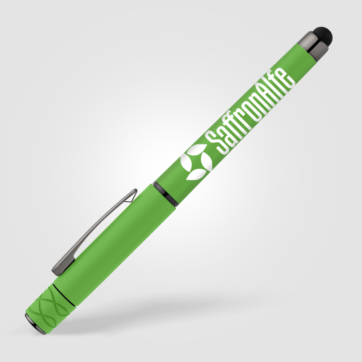 Stylo Tavi en plastique recyclé avec stylet et fidget spinner à encre gel