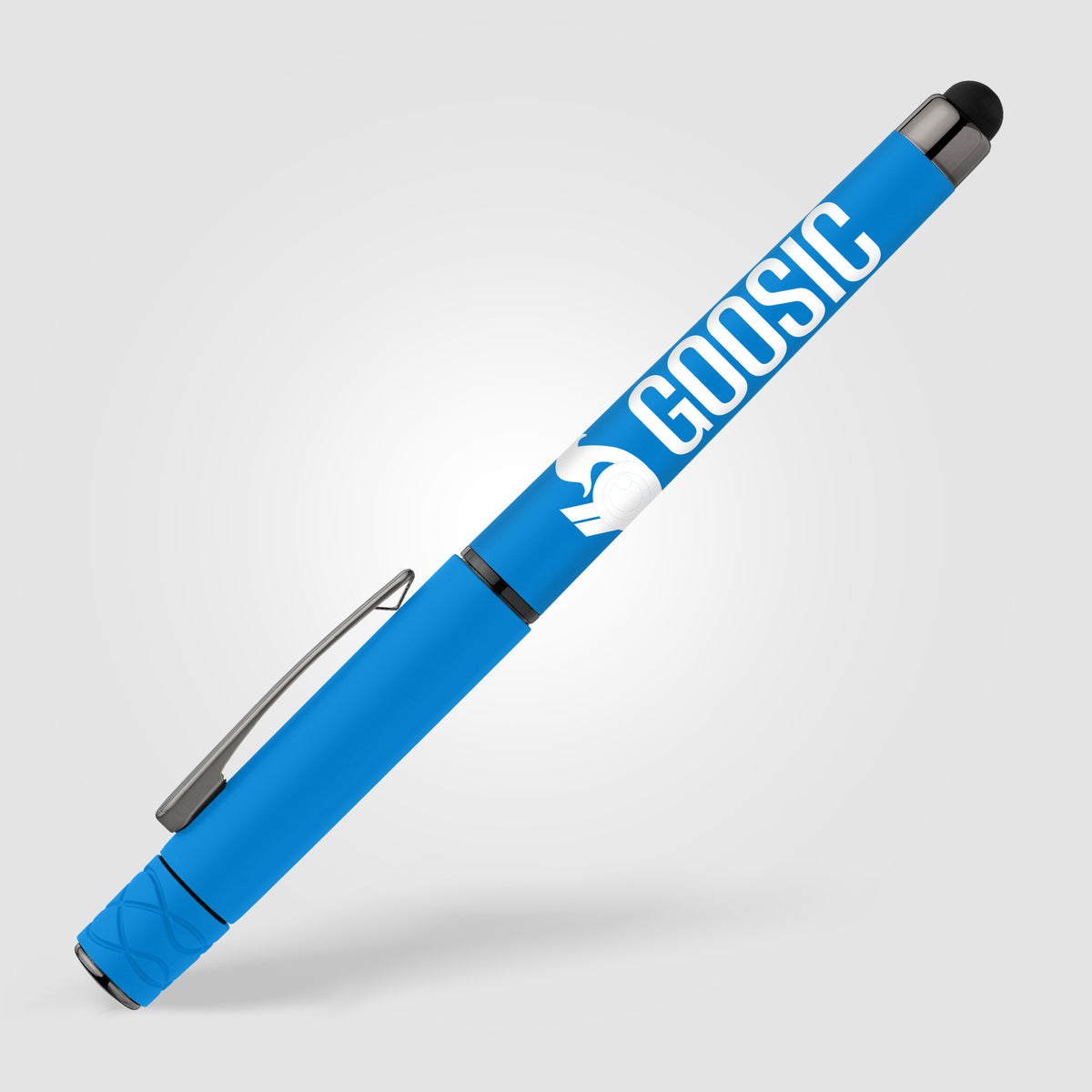 Stylo Tavi en plastique recyclé avec stylet et fidget spinner à encre gel