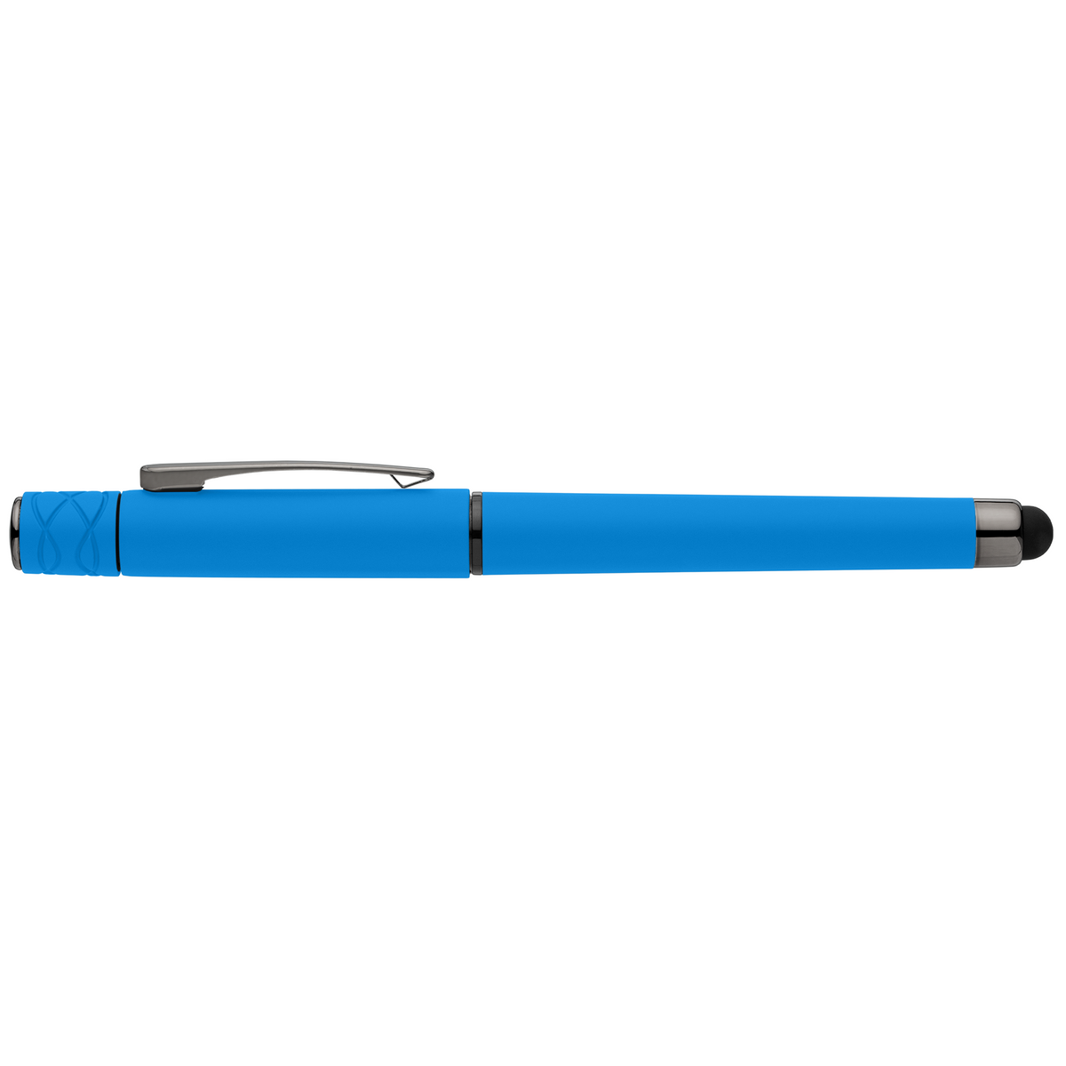Stylo Tavi en plastique recyclé avec stylet et fidget spinner à encre gel