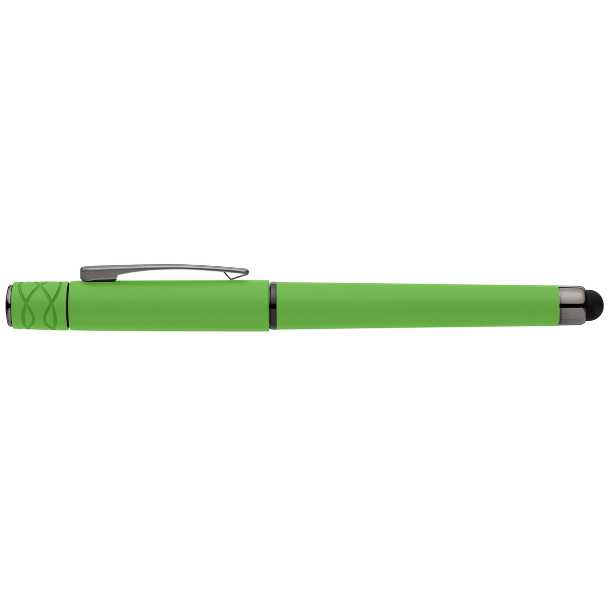Stylo Tavi en plastique recyclé avec stylet et fidget spinner à encre gel