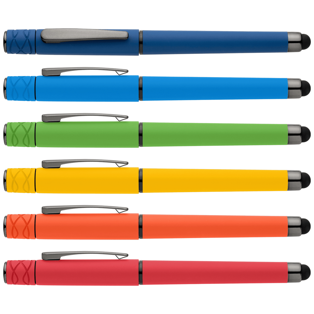 Stylo Tavi en plastique recyclé avec stylet et fidget spinner à encre gel