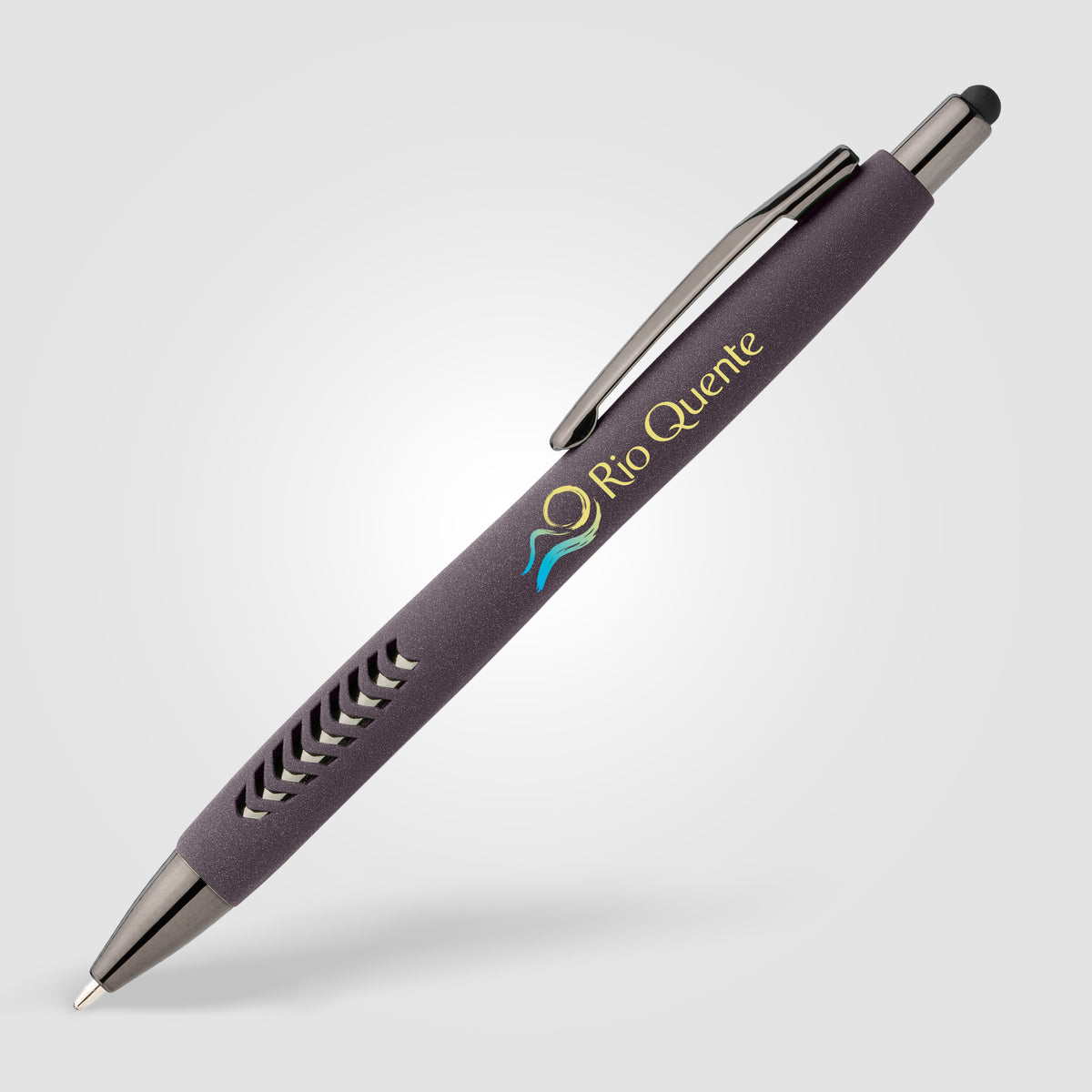 Stylo Avalon en plastique recyclé avec finition pierre et stylet