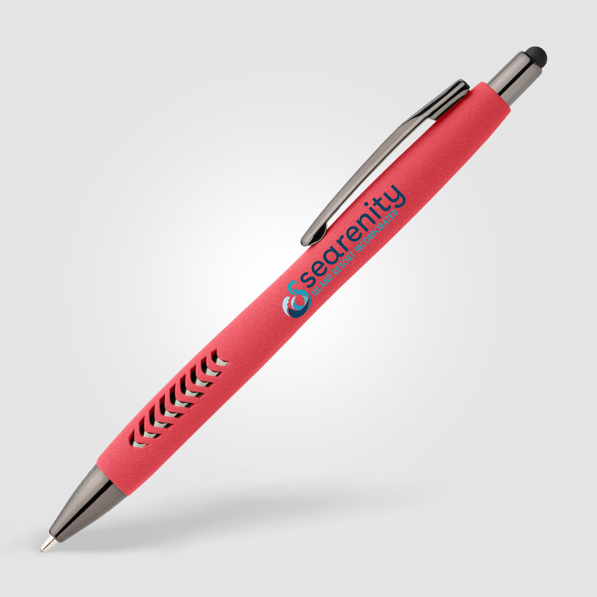 Stylo Avalon en plastique recyclé avec finition pierre et stylet