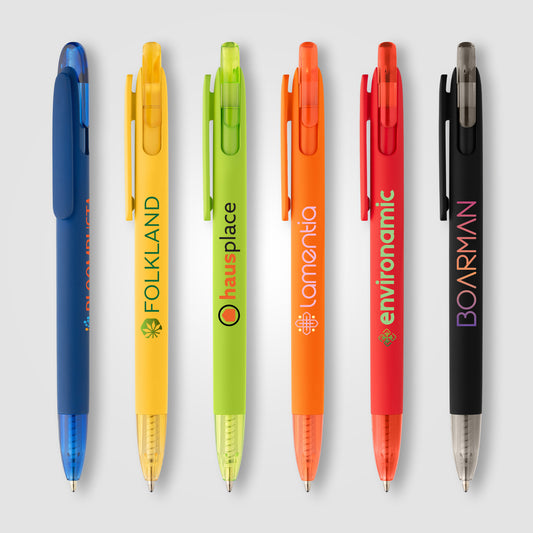 Stylo Jutta en plastique recyclé avec finition transparente