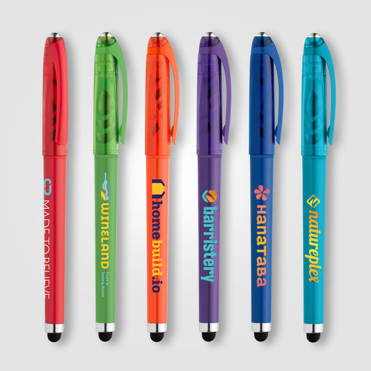 Stylo Prism en plastique recyclé avec stylet, boule anti-stress et encre gel