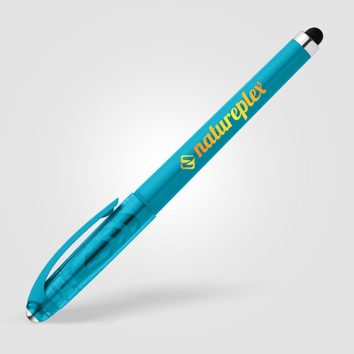 Stylo Prism en plastique recyclé avec stylet, boule anti-stress et encre gel