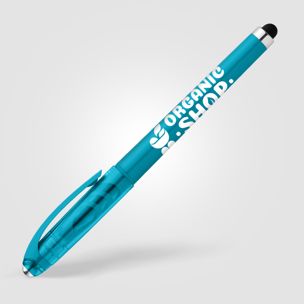 Stylo Prism en plastique recyclé avec stylet, boule anti-stress et encre gel