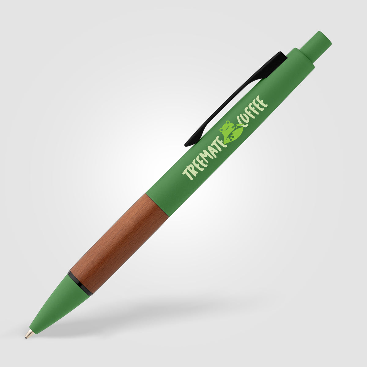 Stylo Tide en plastique recyclé avec grip en bois d’acacia