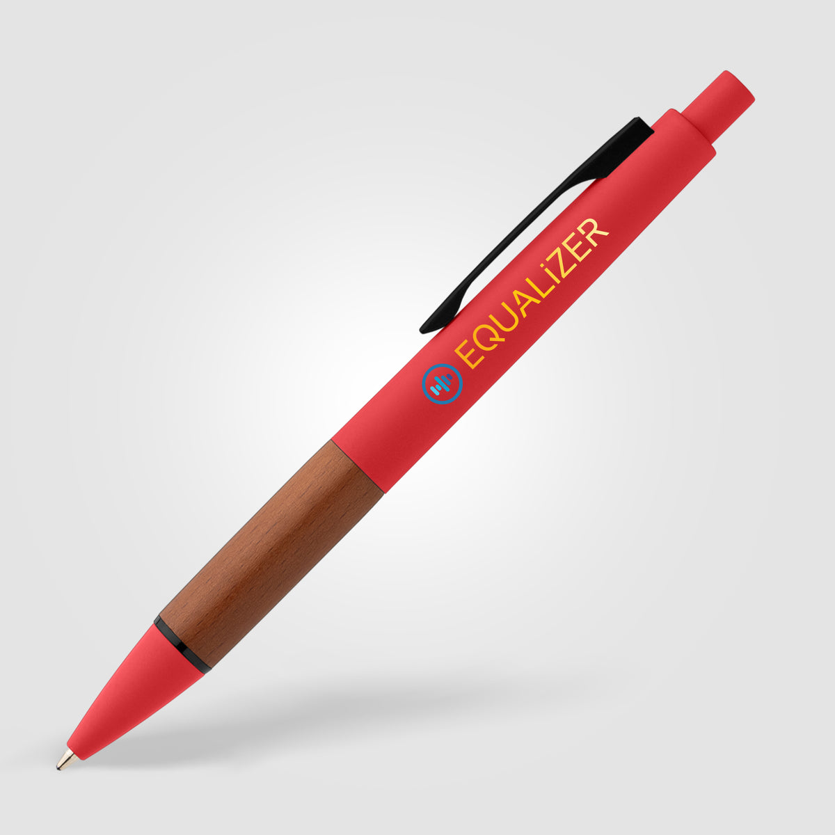 Stylo Tide en plastique recyclé avec grip en bois d’acacia