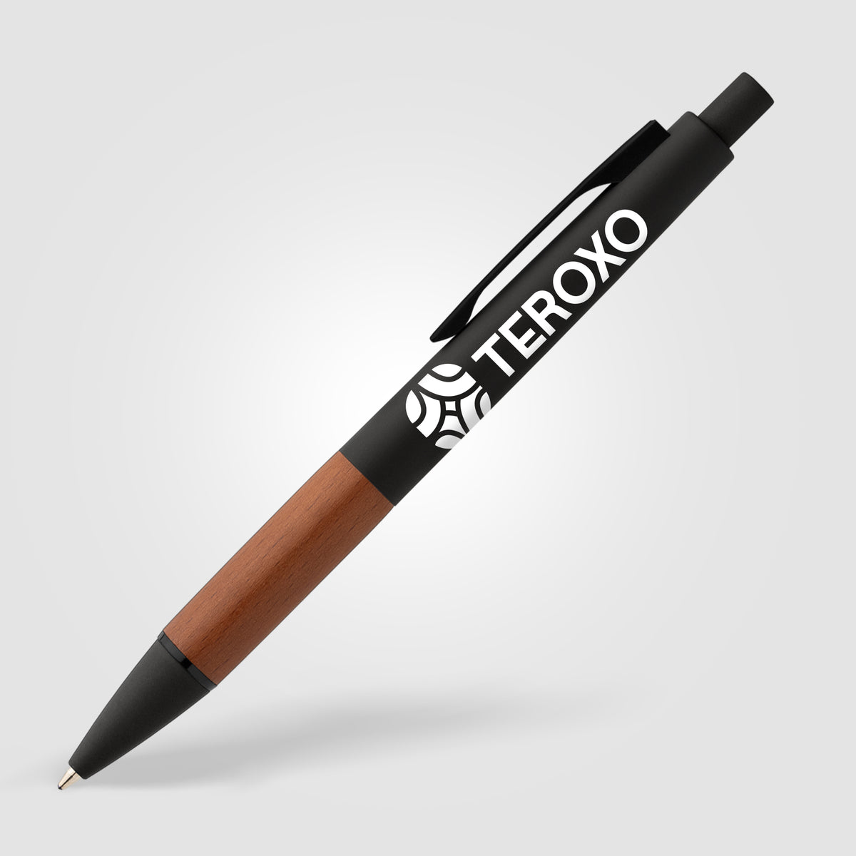 Stylo Tide en plastique recyclé avec grip en bois d’acacia