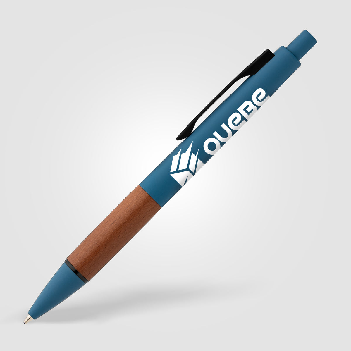 Stylo Tide en plastique recyclé avec grip en bois d’acacia