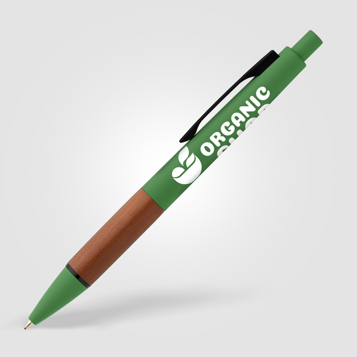 Stylo Tide en plastique recyclé avec grip en bois d’acacia