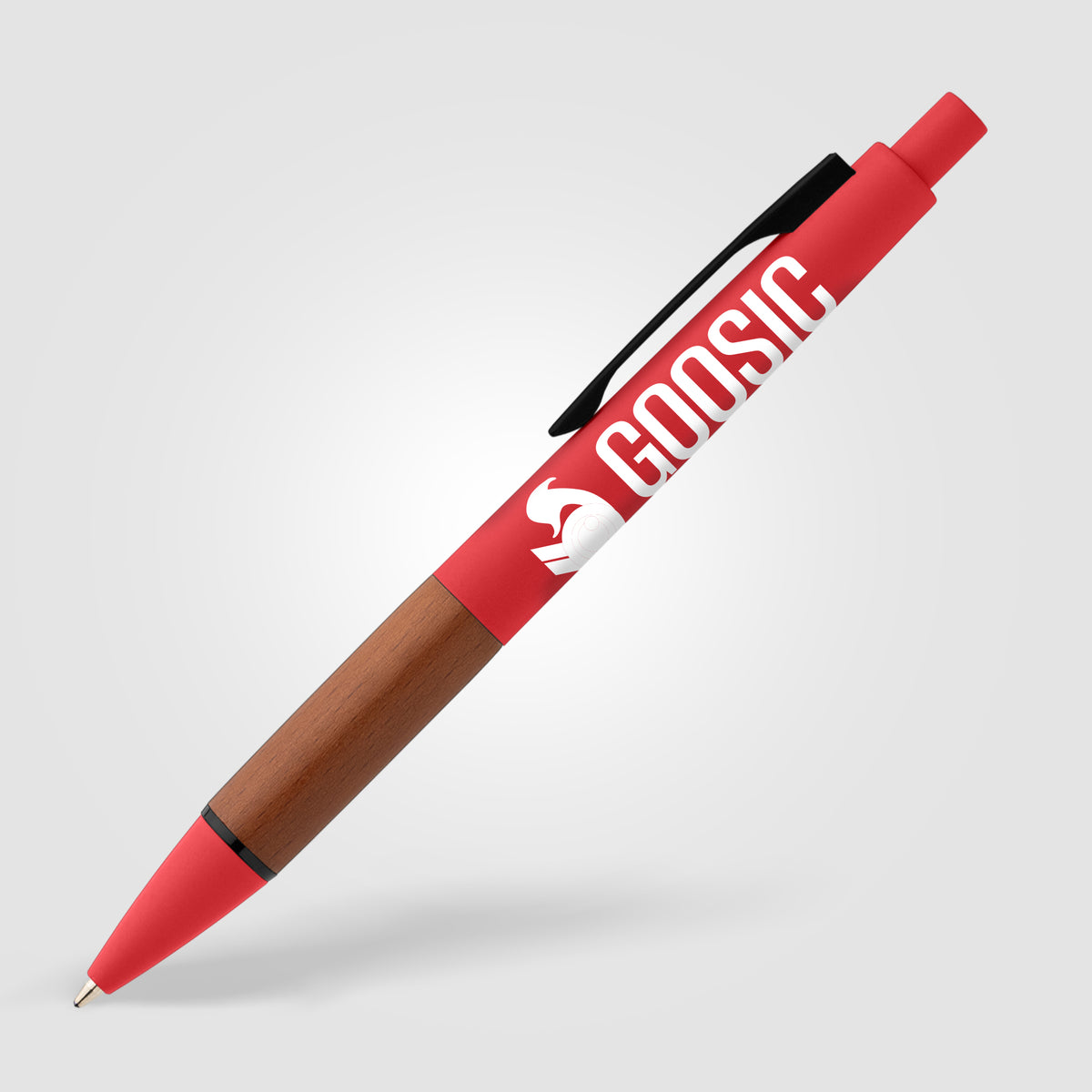 Stylo Tide en plastique recyclé avec grip en bois d’acacia