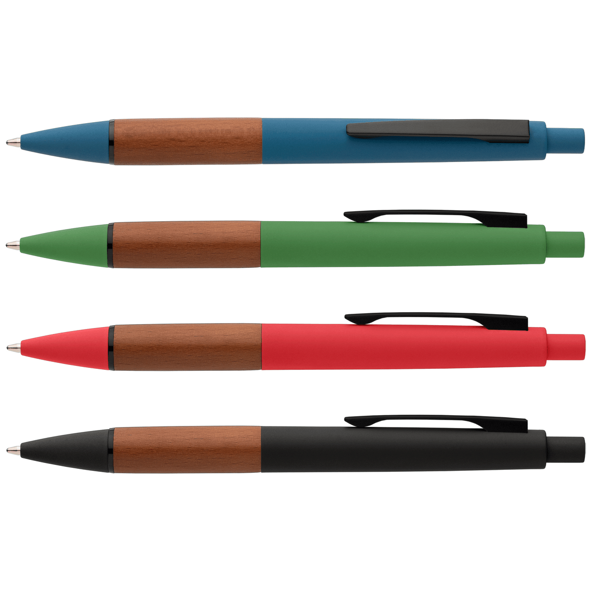 Stylo Tide en plastique recyclé avec grip en bois d’acacia