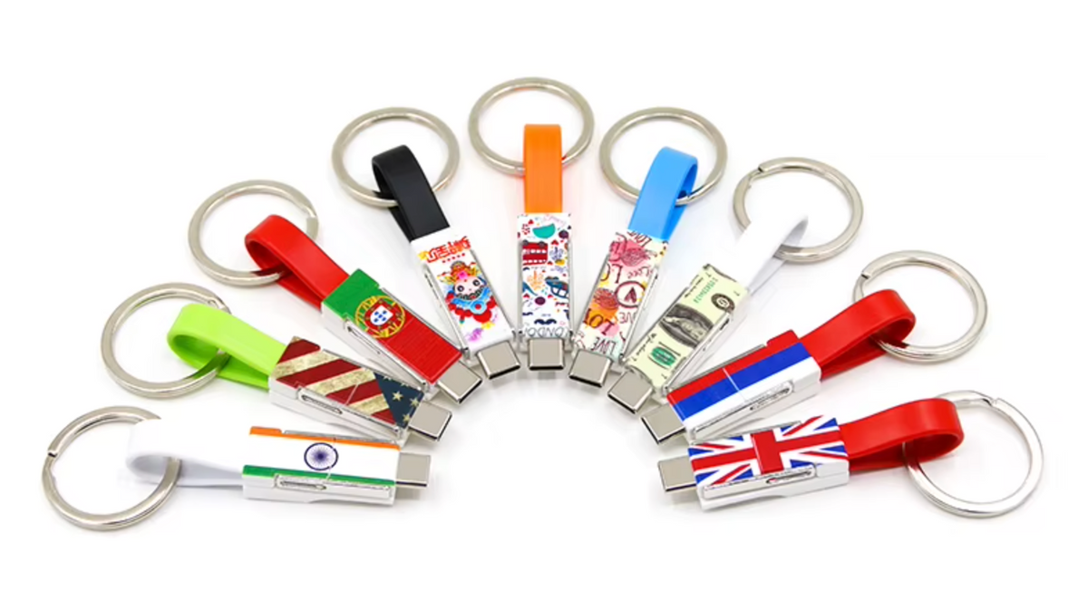 Câble Mini USB Porte-clés Personnalisable 3-en-1, Cadeau d'Affaires Promotionnel pour Smartphones