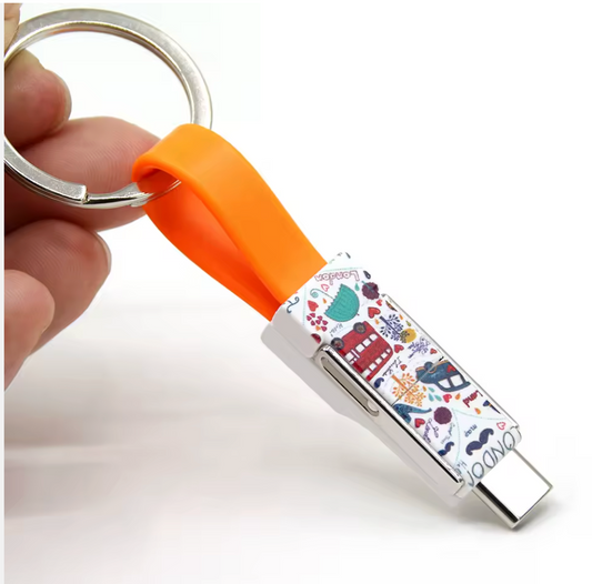 Câble Mini USB Porte-clés Personnalisable 3-en-1, Cadeau d'Affaires Promotionnel pour Smartphones