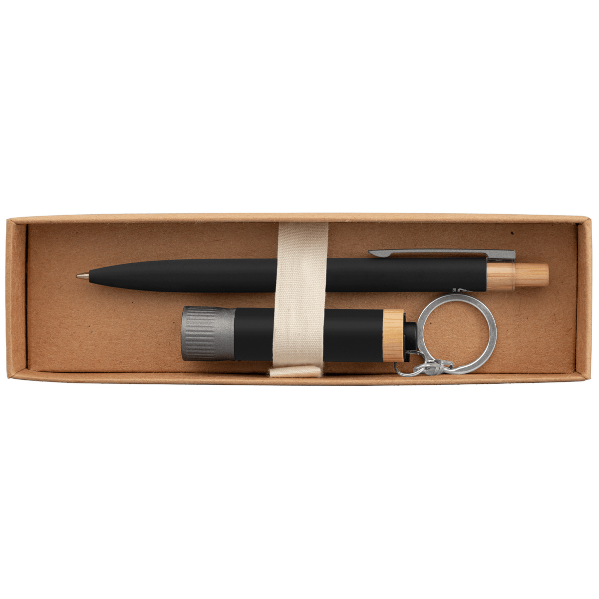 Coffret cadeau Reborn, stylo et lampe torche, aluminium recyclé avec accents en bambou