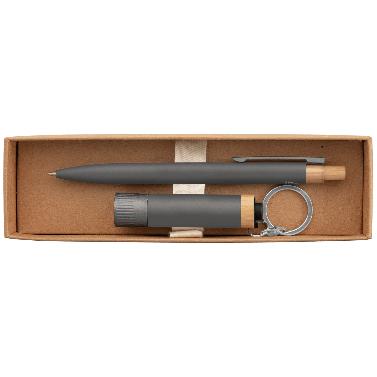 Coffret cadeau Reborn, stylo et lampe torche, aluminium recyclé avec accents en bambou