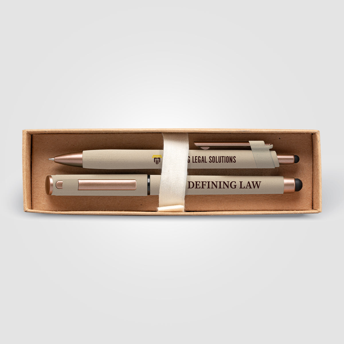 Coffret cadeau stylo York, plastique recyclé, finition bronze