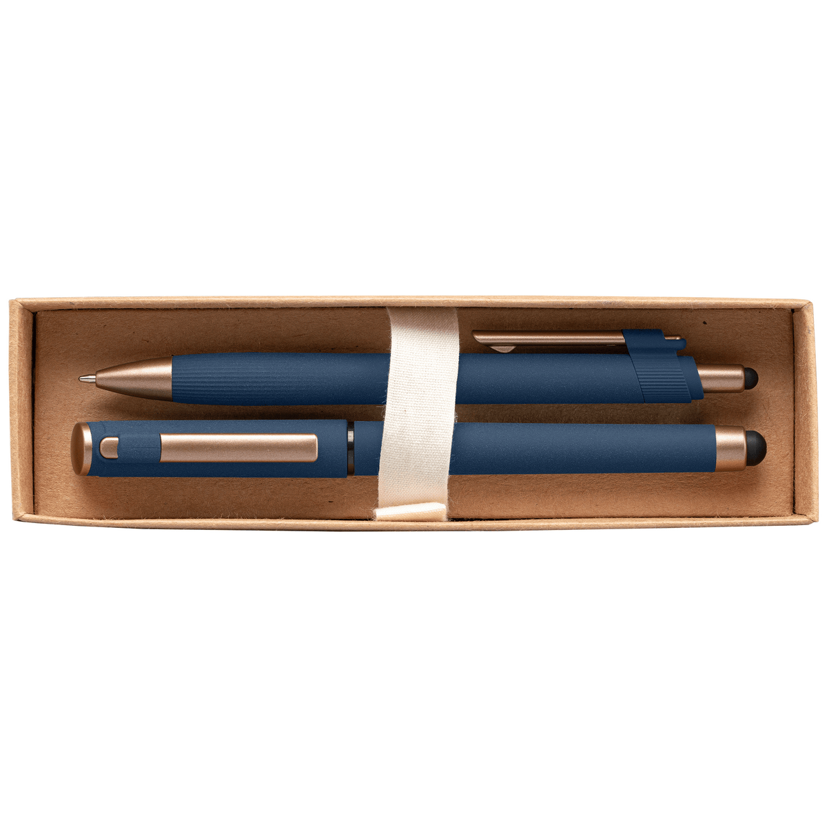 Coffret cadeau stylo York, plastique recyclé, finition bronze