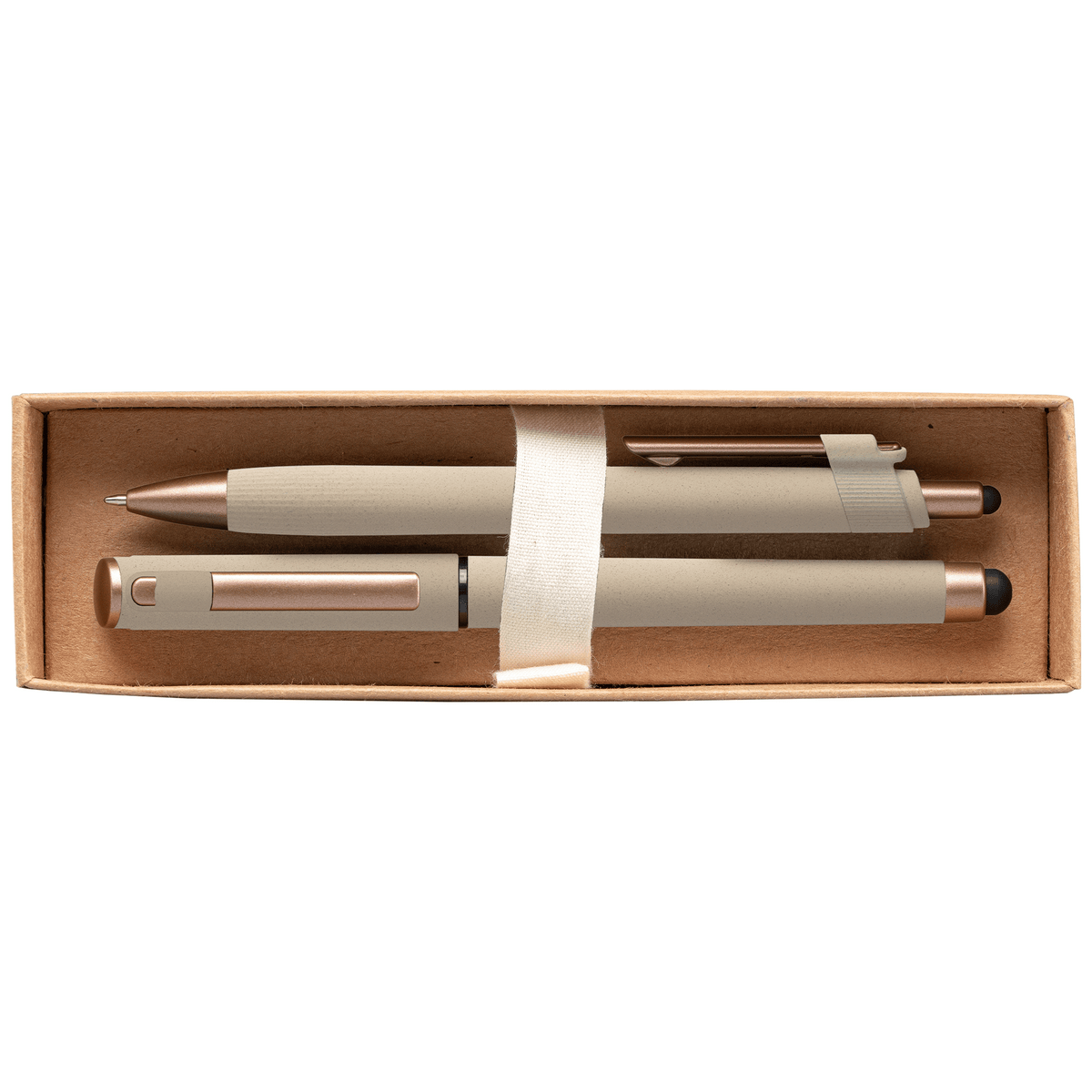 Coffret cadeau stylo York, plastique recyclé, finition bronze, boîte décorée - marquée