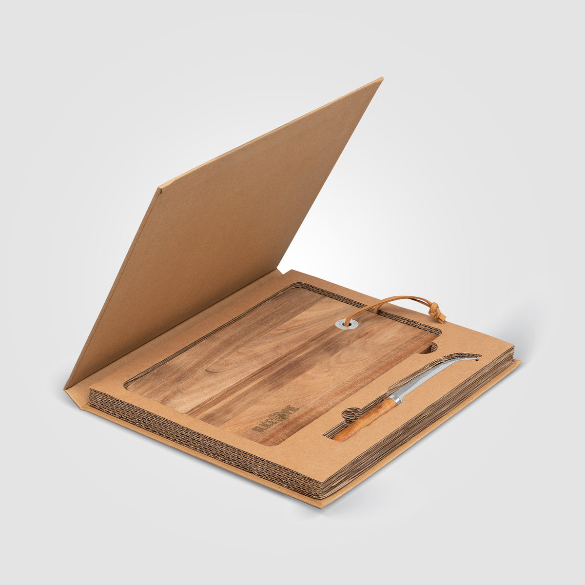 Set Mysa, couteau à fromage suspendu et planche en bambou FSC - 262 x 290 x 25 mm