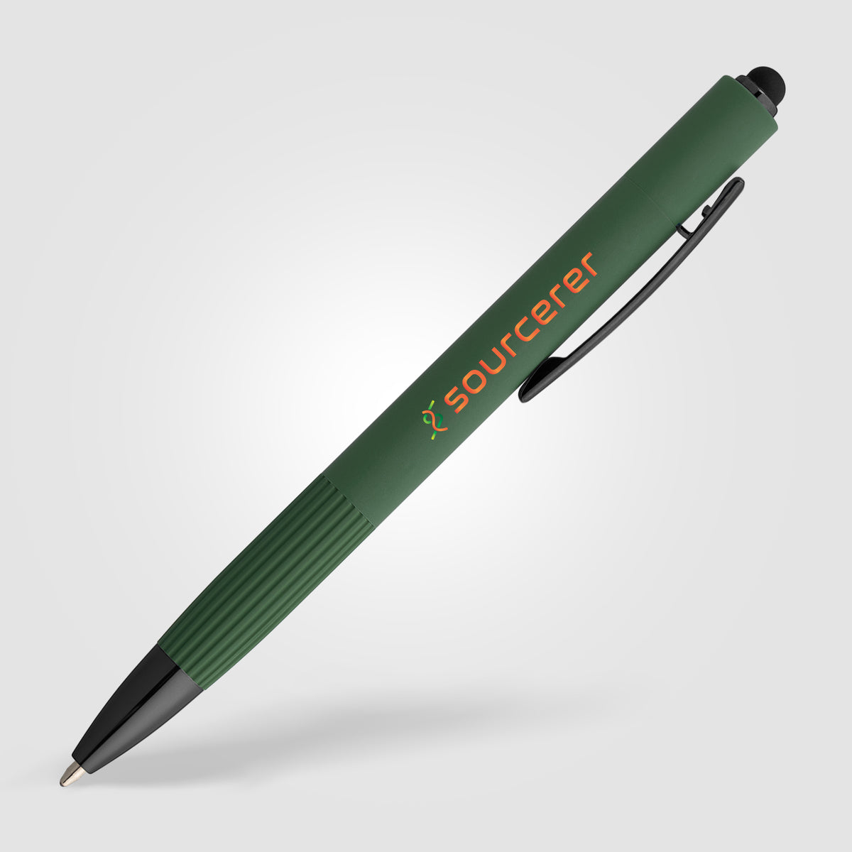 Stylo à bille Saga, aluminium recyclé, mécanisme à bouton-poussoir et stylet