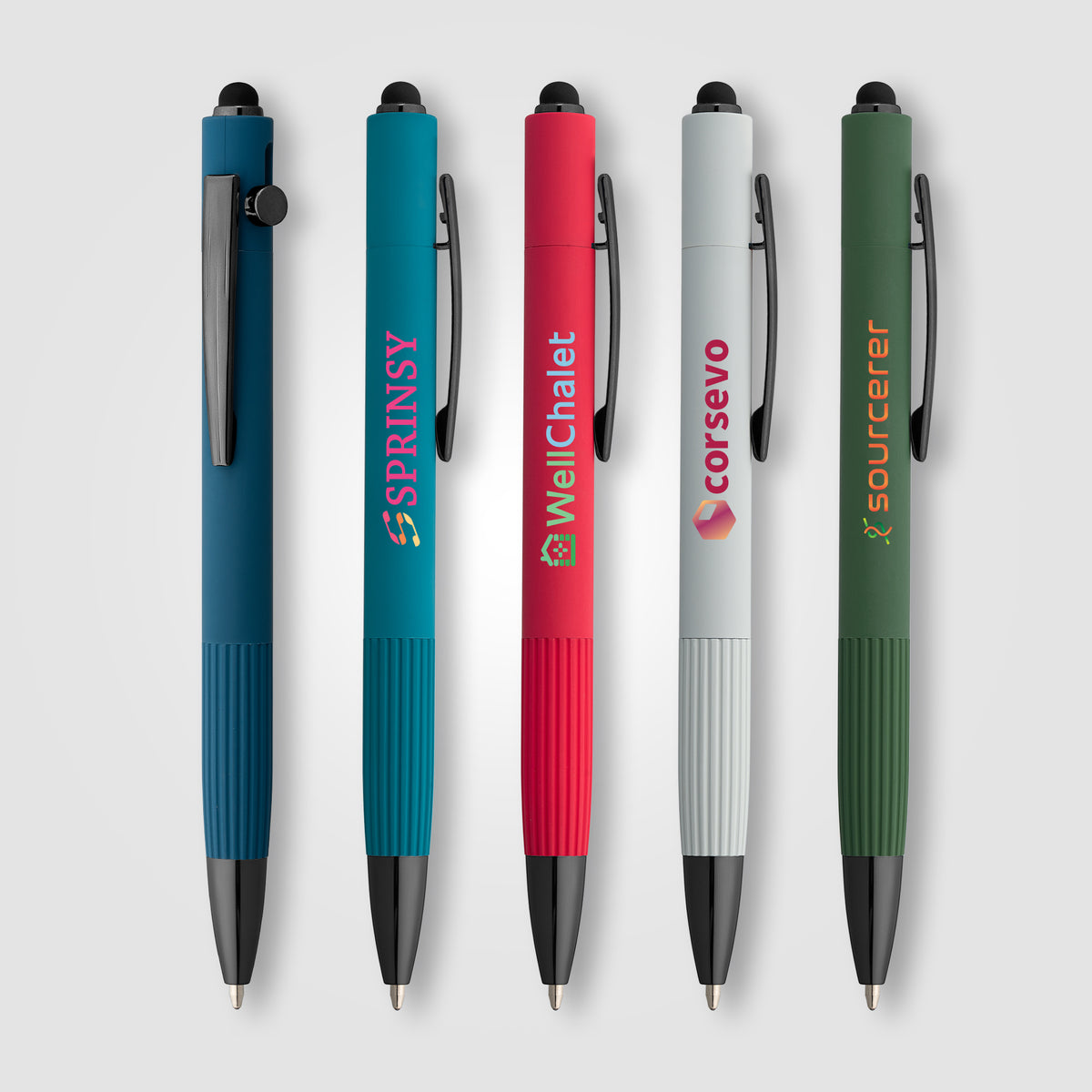 Stylo à bille Saga, aluminium recyclé, mécanisme à bouton-poussoir et stylet
