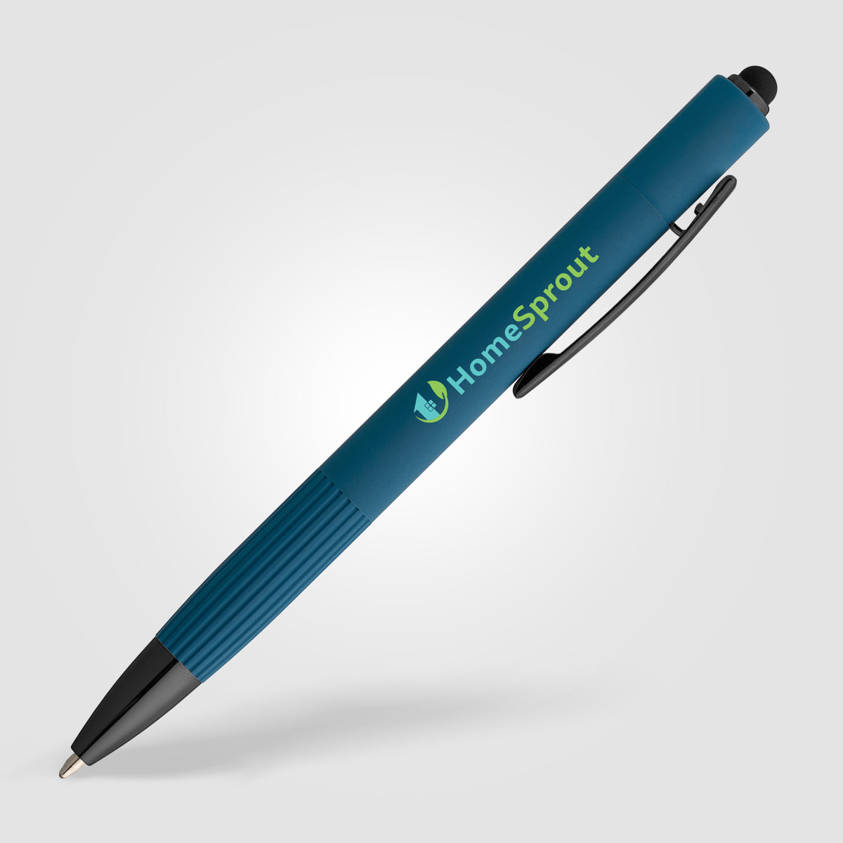 Stylo à bille Saga, aluminium recyclé, mécanisme à bouton-poussoir et stylet
