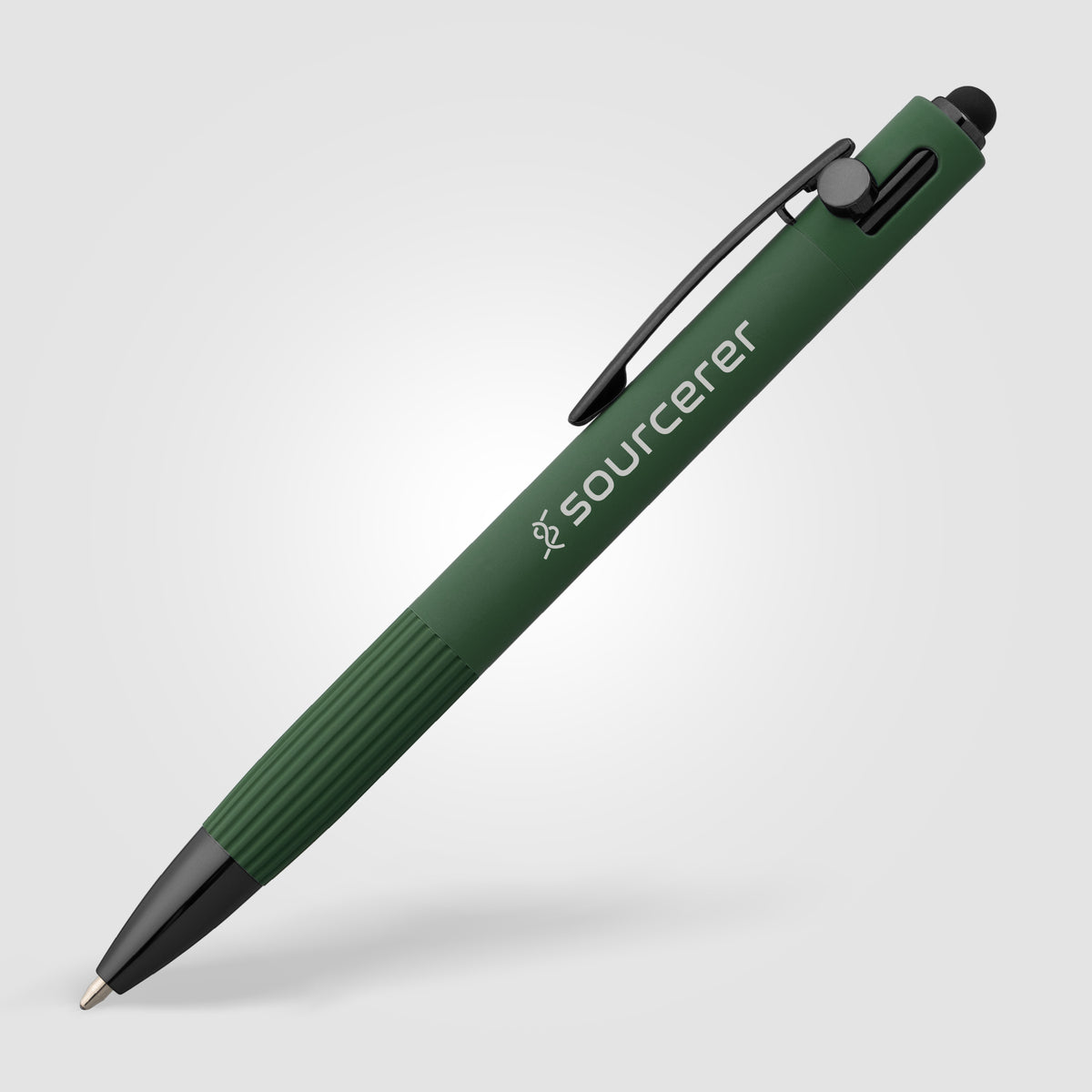 Stylo à bille Saga, aluminium recyclé, mécanisme à bouton-poussoir et stylet