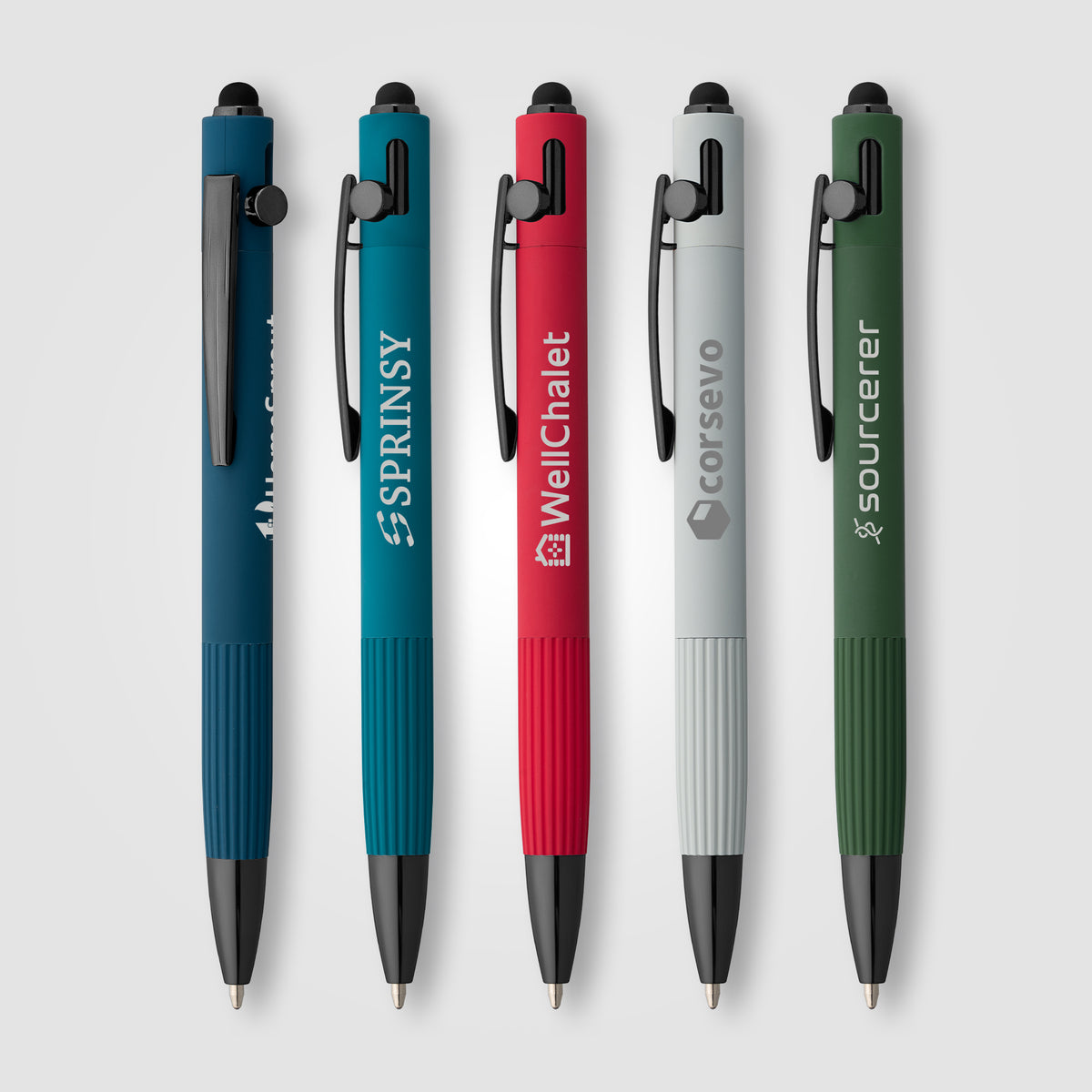 Stylo à bille Saga, aluminium recyclé, mécanisme à bouton-poussoir et stylet