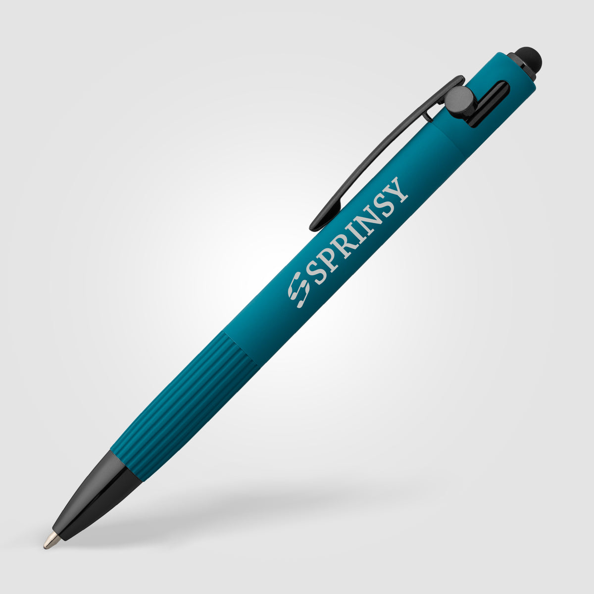 Stylo à bille Saga, aluminium recyclé, mécanisme à bouton-poussoir et stylet