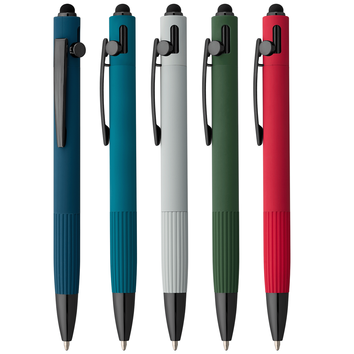 Stylo à bille Saga, aluminium recyclé, mécanisme à bouton-poussoir et stylet