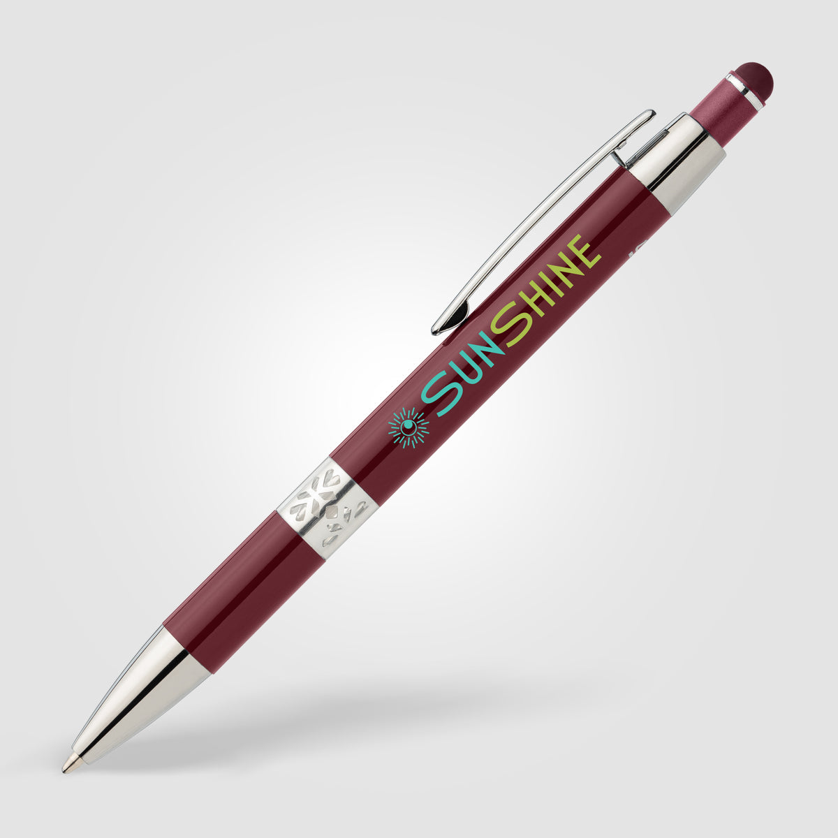 Stylo Adorn en aluminium recyclé avec finition chromée et stylet