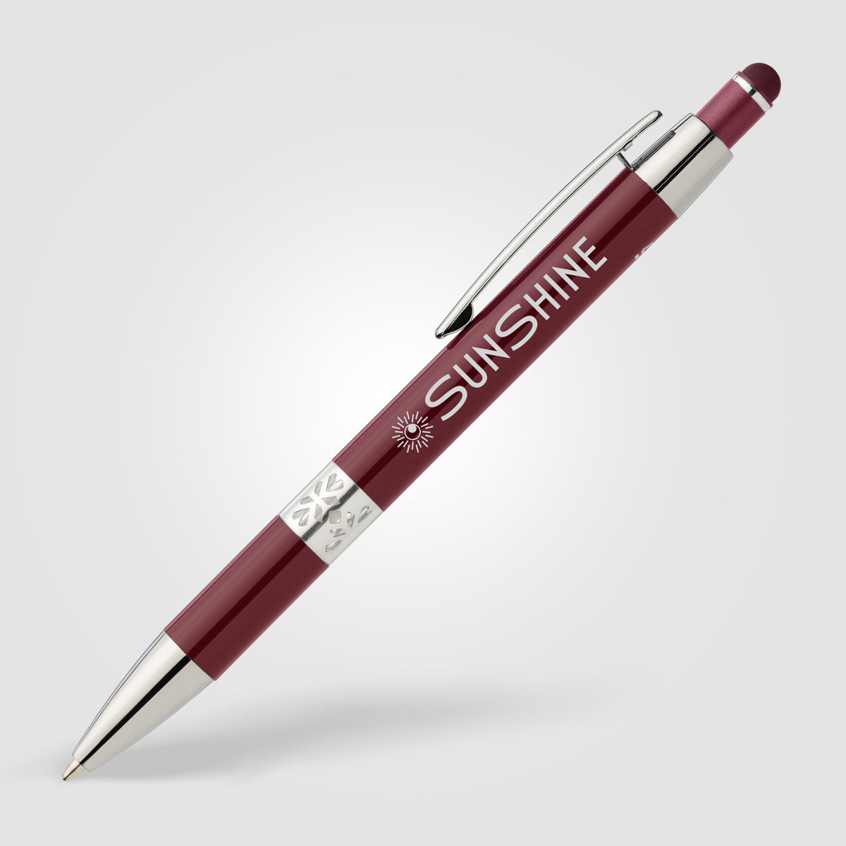 Stylo Adorn en aluminium recyclé avec finition chromée et stylet