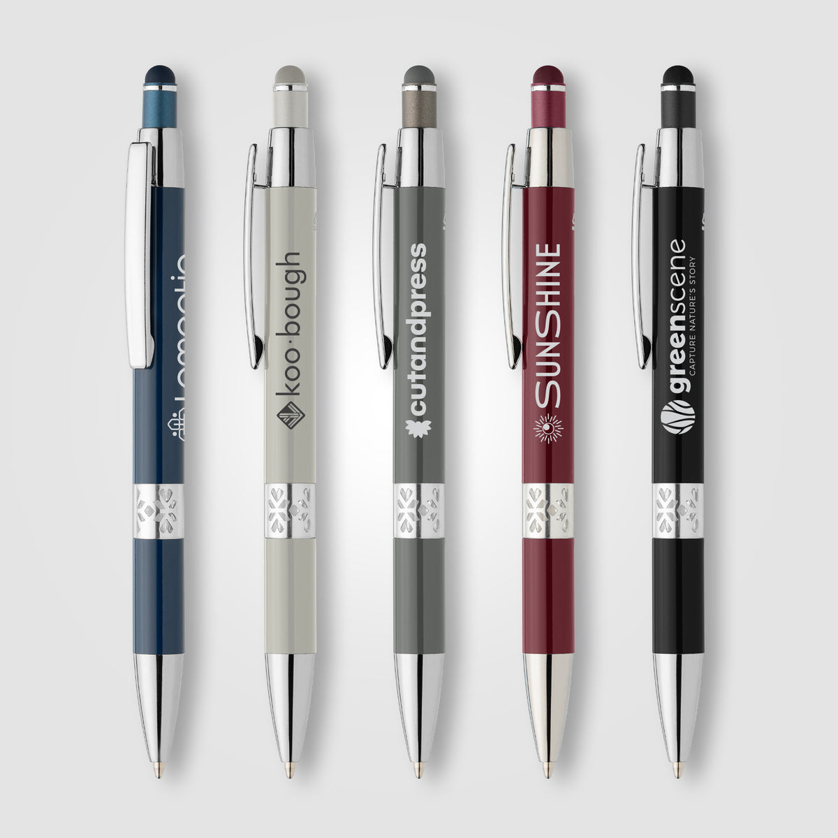 Stylo Adorn en aluminium recyclé avec finition chromée et stylet
