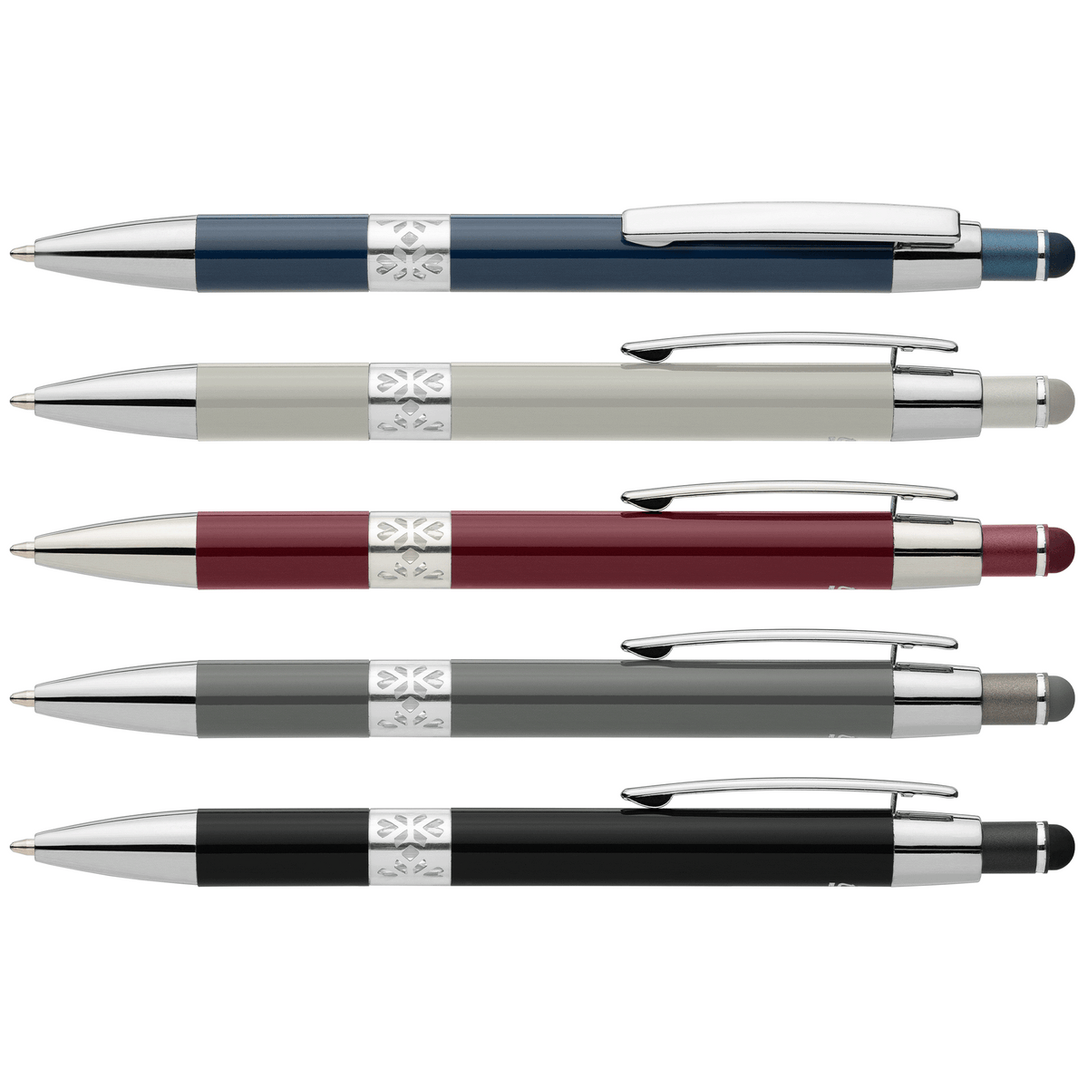 Stylo Adorn en aluminium recyclé avec finition chromée et stylet