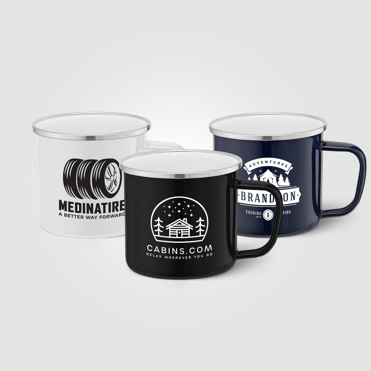 Wyoming - 385 ml Mug de camping émaillé avec bord en acier inoxydable